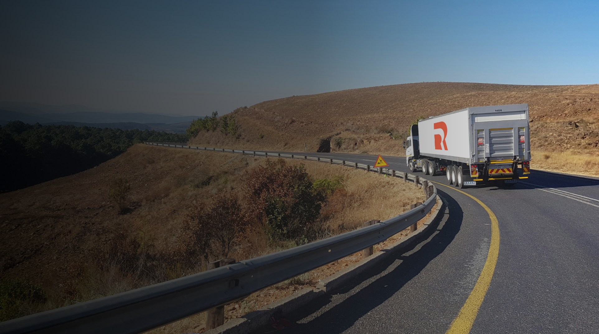 Truck on a curved road